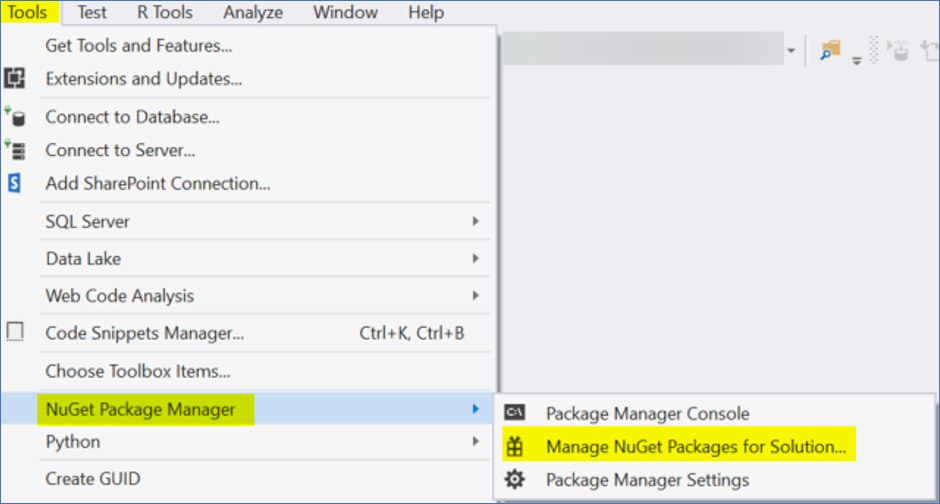 Manage NuGet Packages for Solution