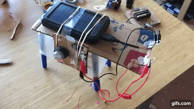 A junk bot built from a game controller