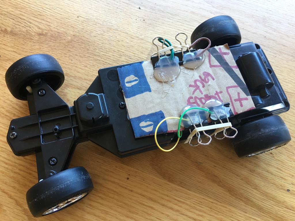 A rewired toy RC car module