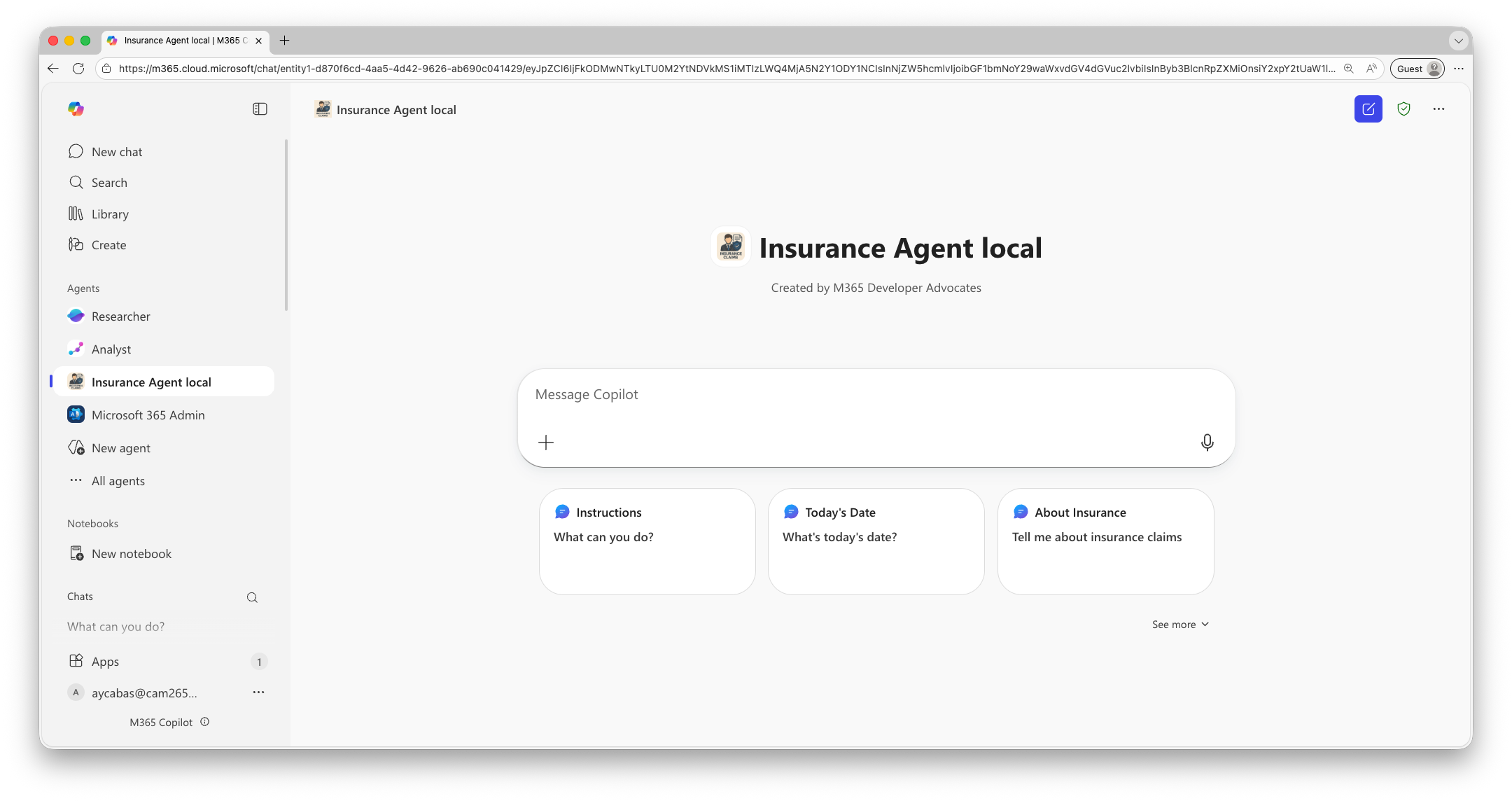Conversation starters in Microsoft 365 Copilot