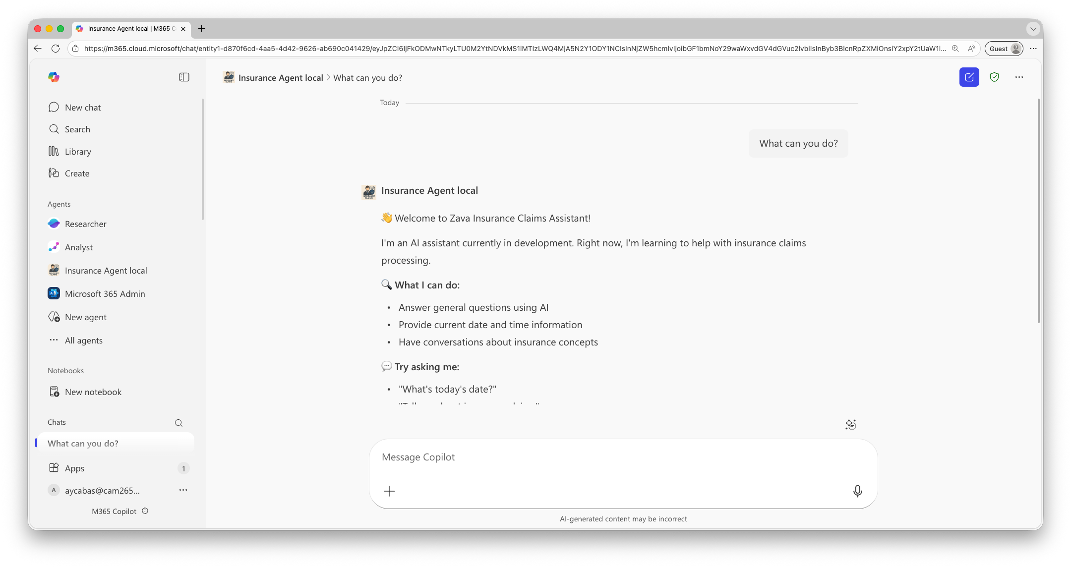 Conversation starters in Microsoft 365 Copilot