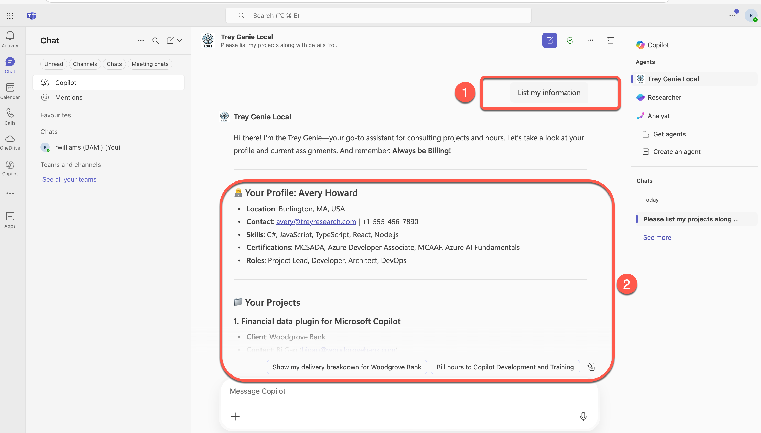 List my information prompt and response 