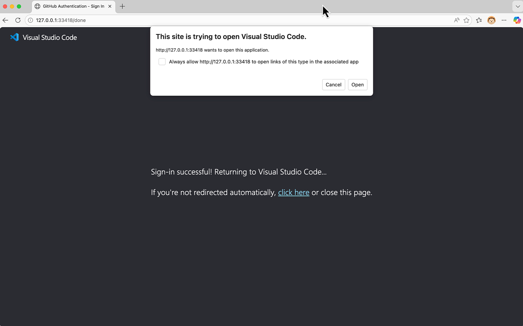 VS Code signed in with MCP server