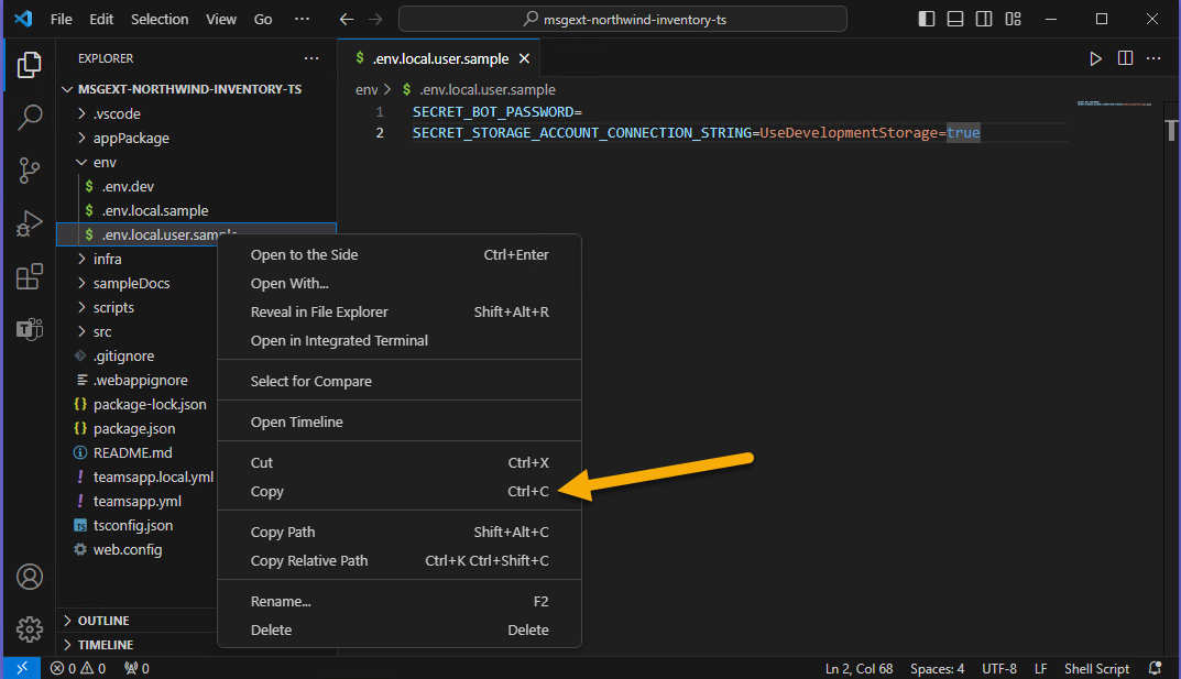 Copy .env.local.user.sample to .env.local.user