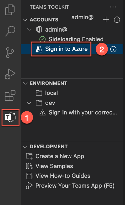 Sign into azure