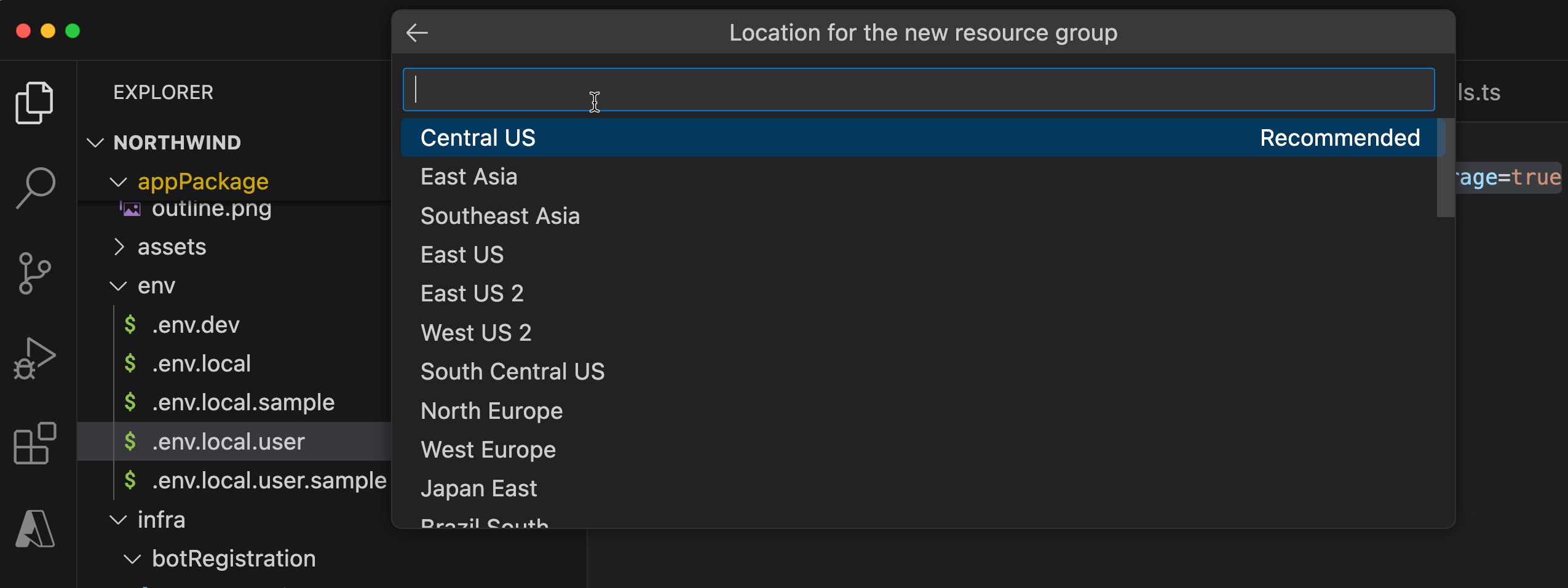 resource group selection