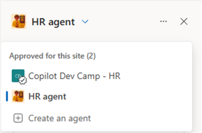 The list of agents approved for the current site, showing the custom agent in the list of approved ones.