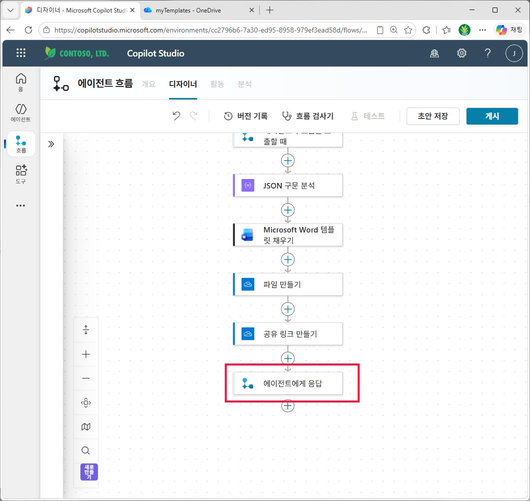 완성된 흐름 — 6 개 노드