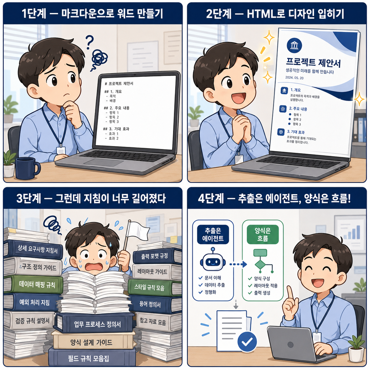 4단계 진화 4컷 만화