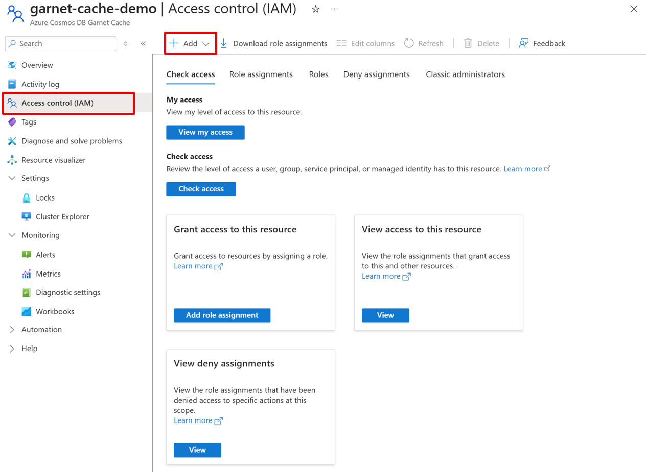 Configure Azure Cosmos DB Garnet Cache RBAC