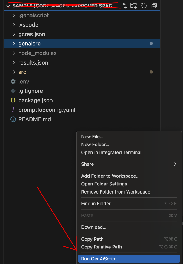 Context menu to run GenAIScript on the root folder