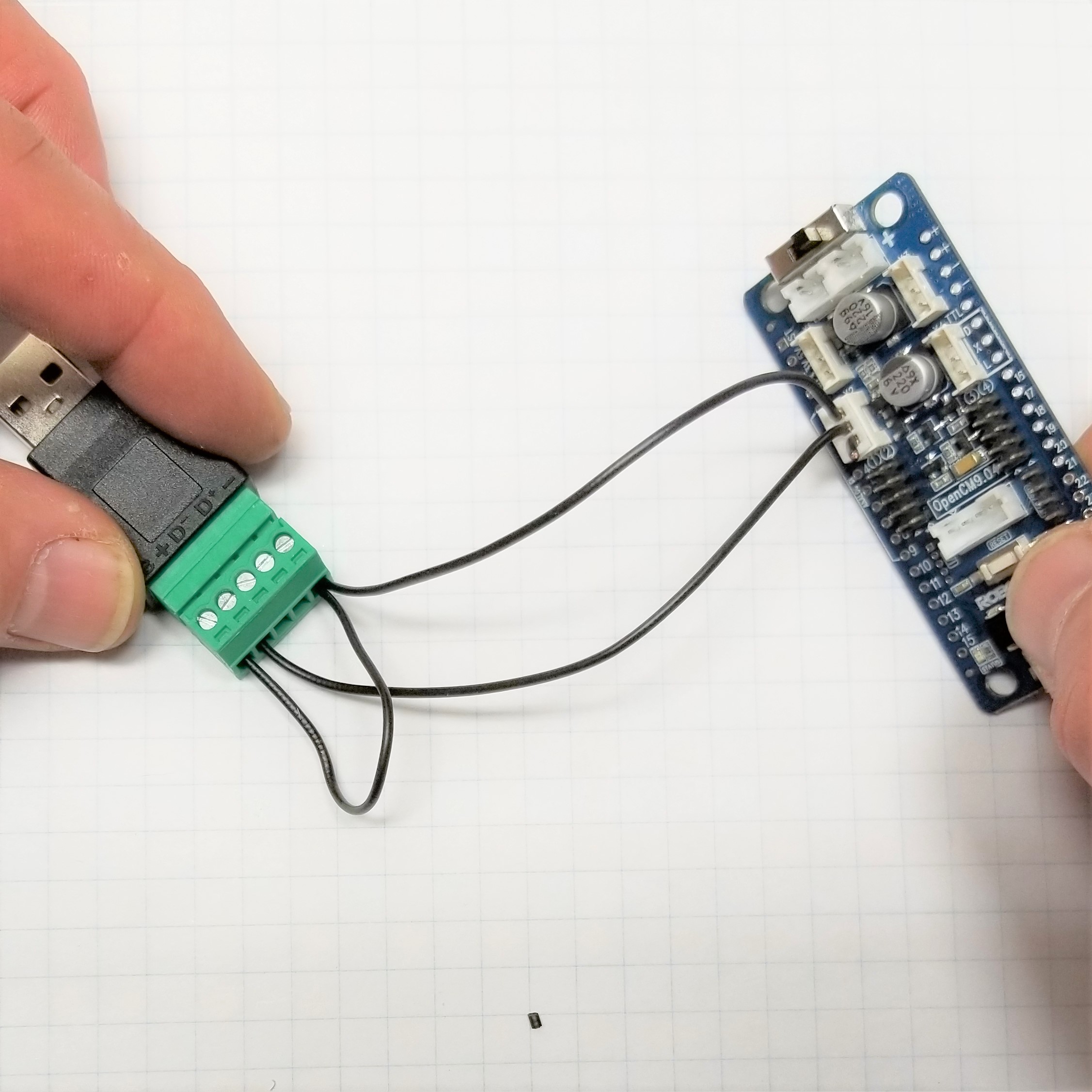 connect servo controller to USB terminal block