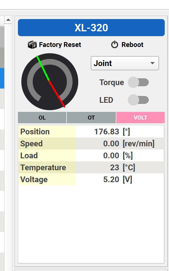 DynamixelWizard2 TopMenu Servo ControlUI