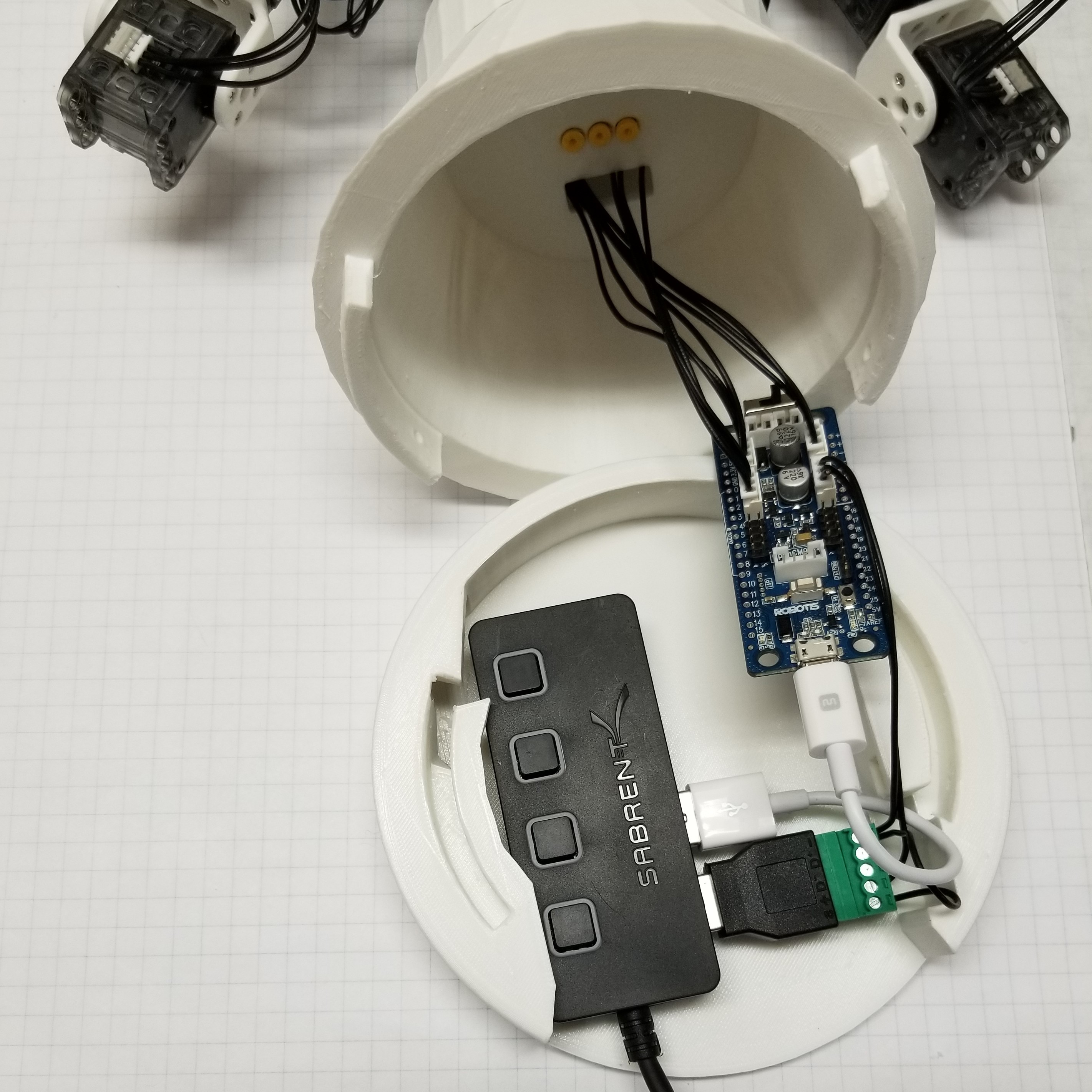 place controller and USB hub in base