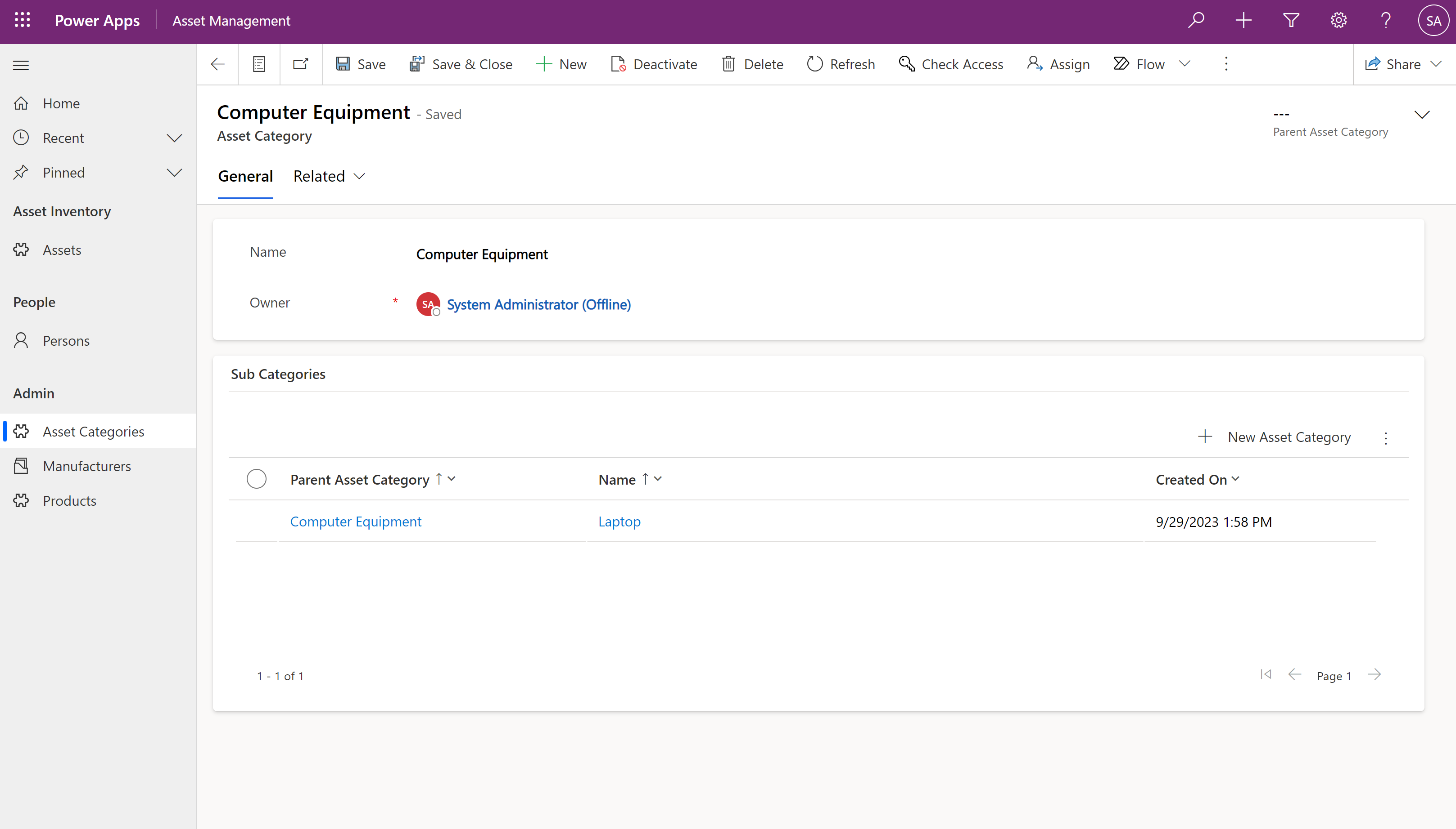 Asset Category Form