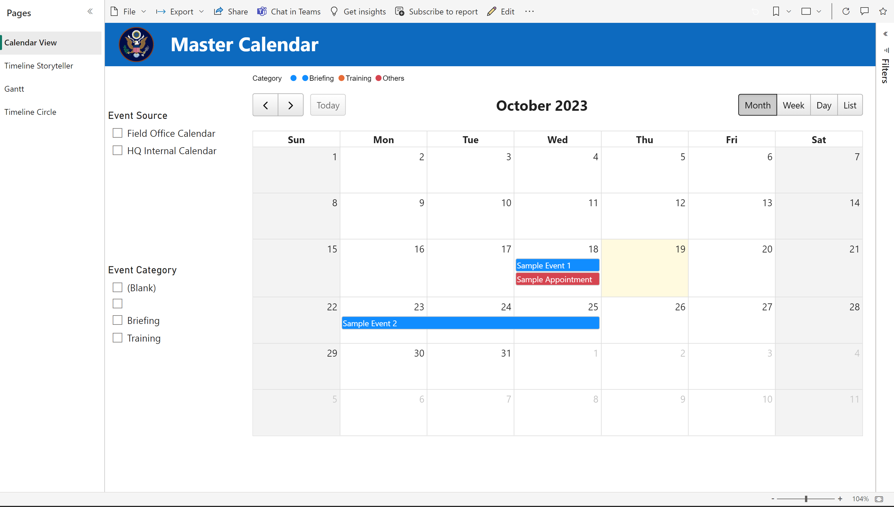 Power BI calendar image