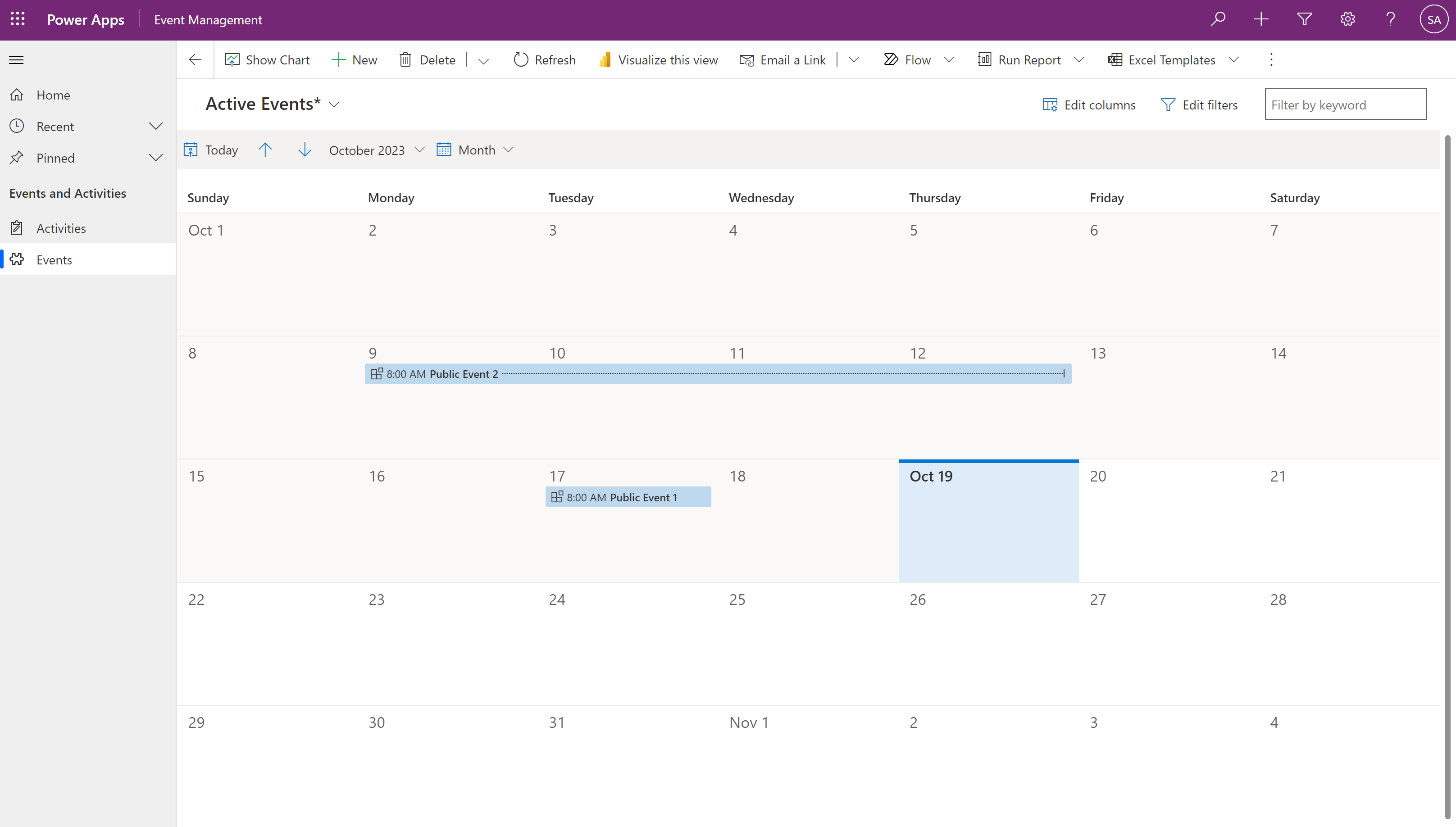Model-driven app screenshot