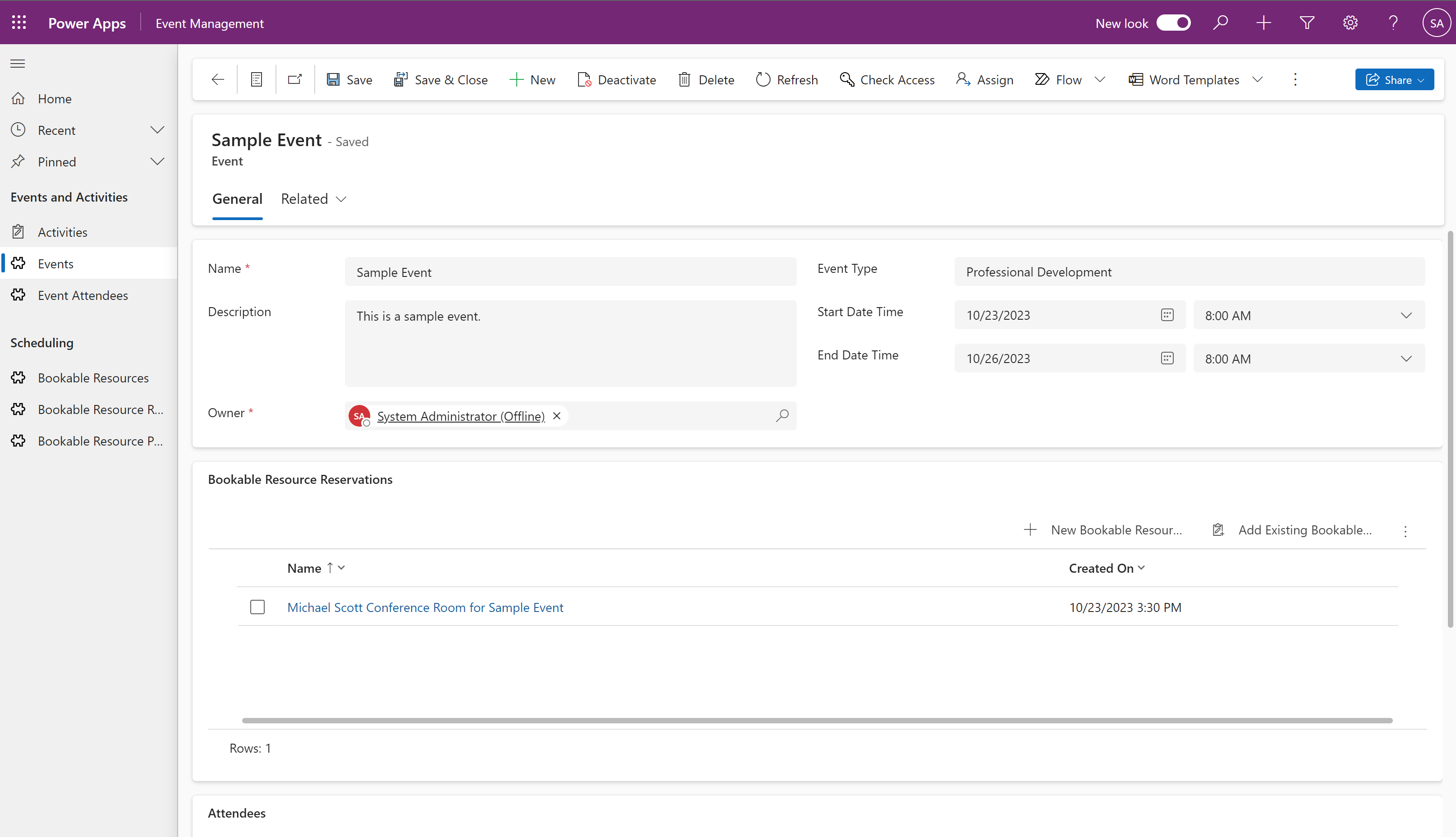 Model-driven app screenshot