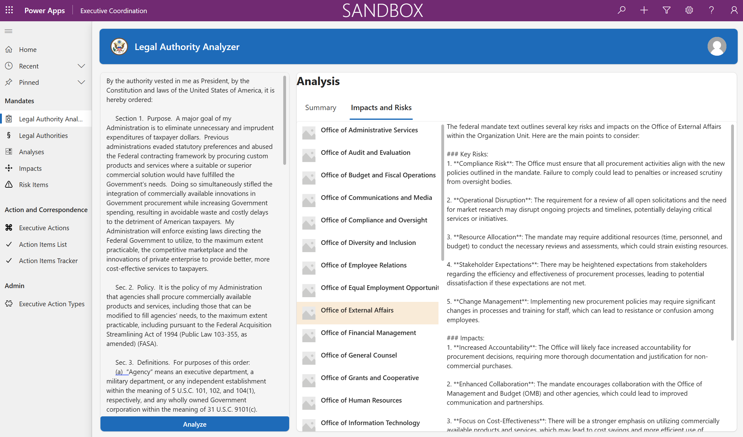 Impacts and Risks screenshot