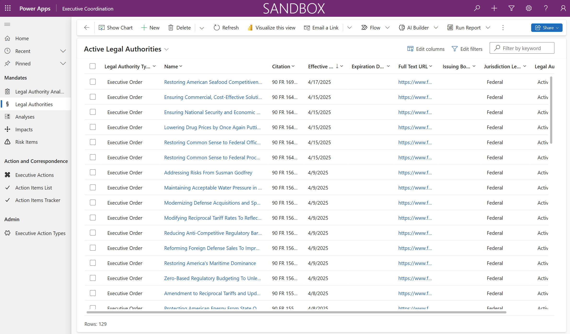 Model-driven app screenshot