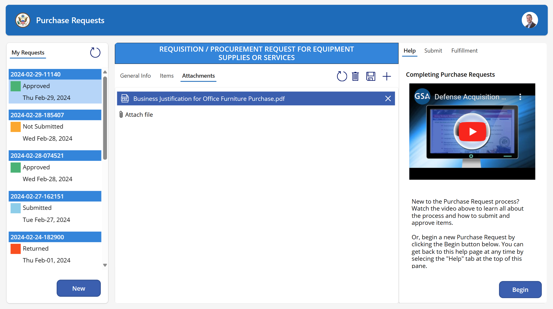 Upload attachments screenshot