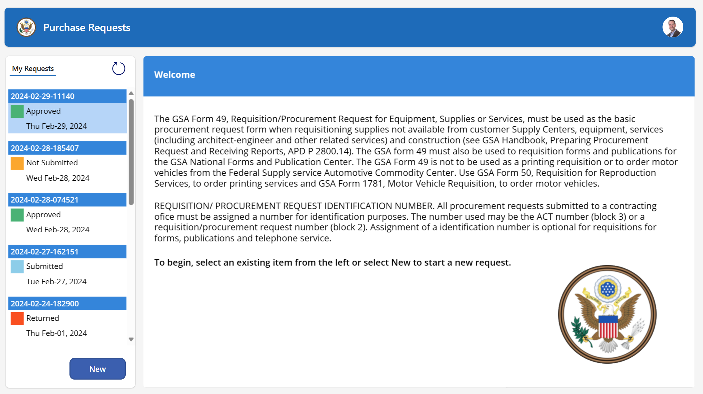 Welcome page screenshot