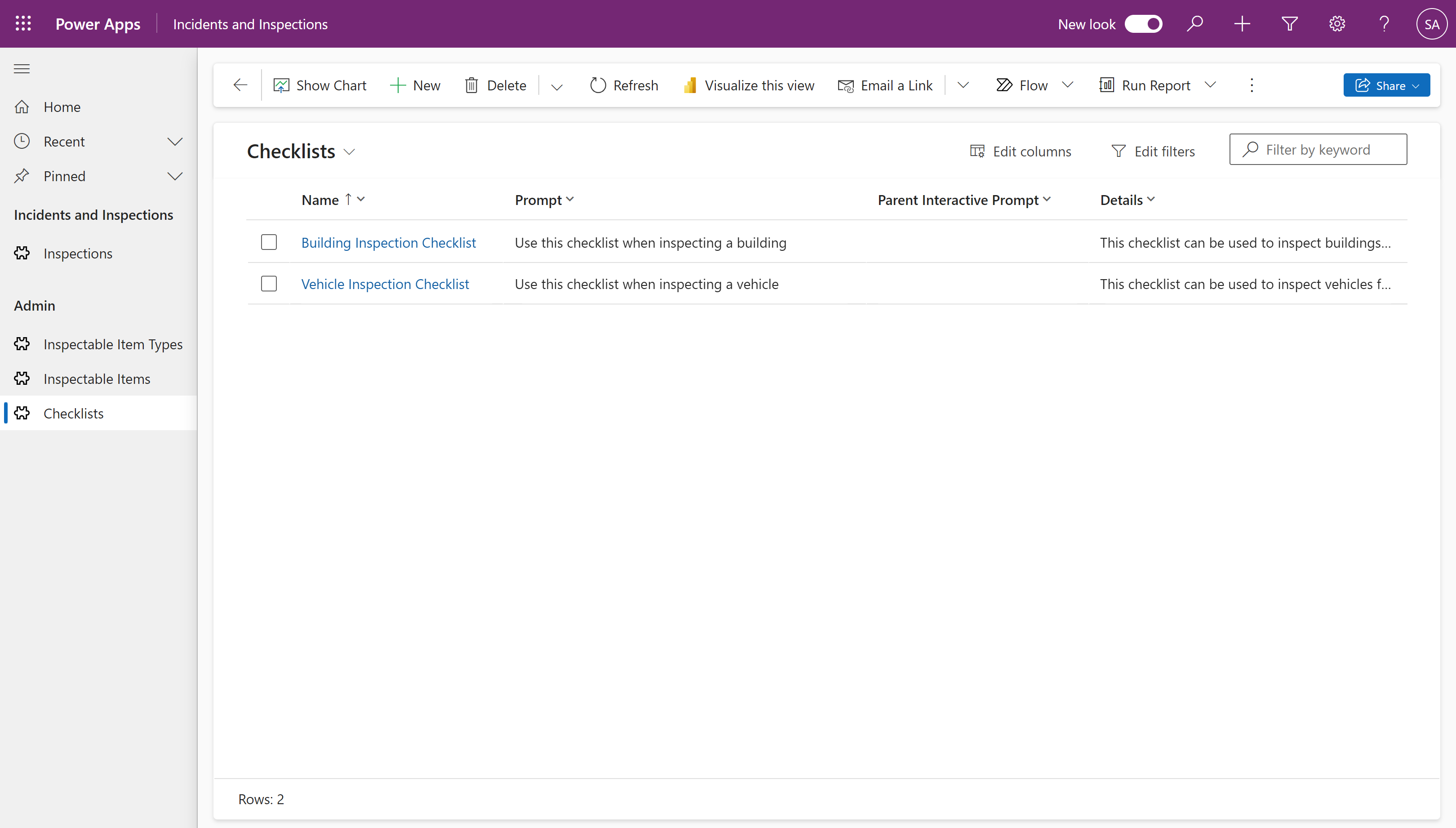 Checklists screenshot