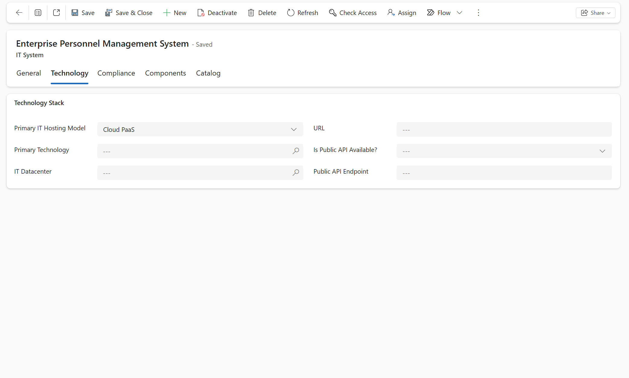 IT System Technology Details