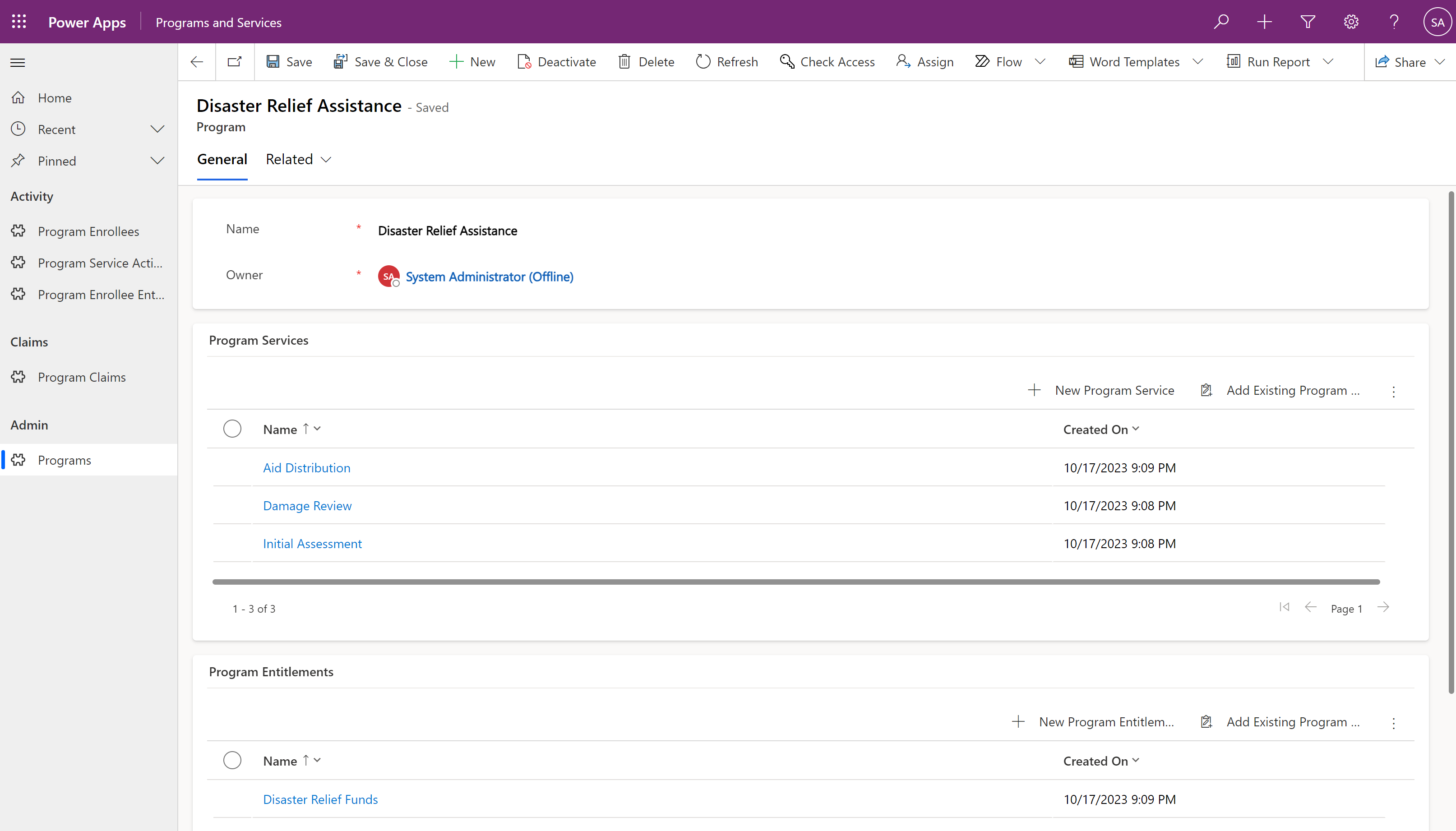 Program form screenshot