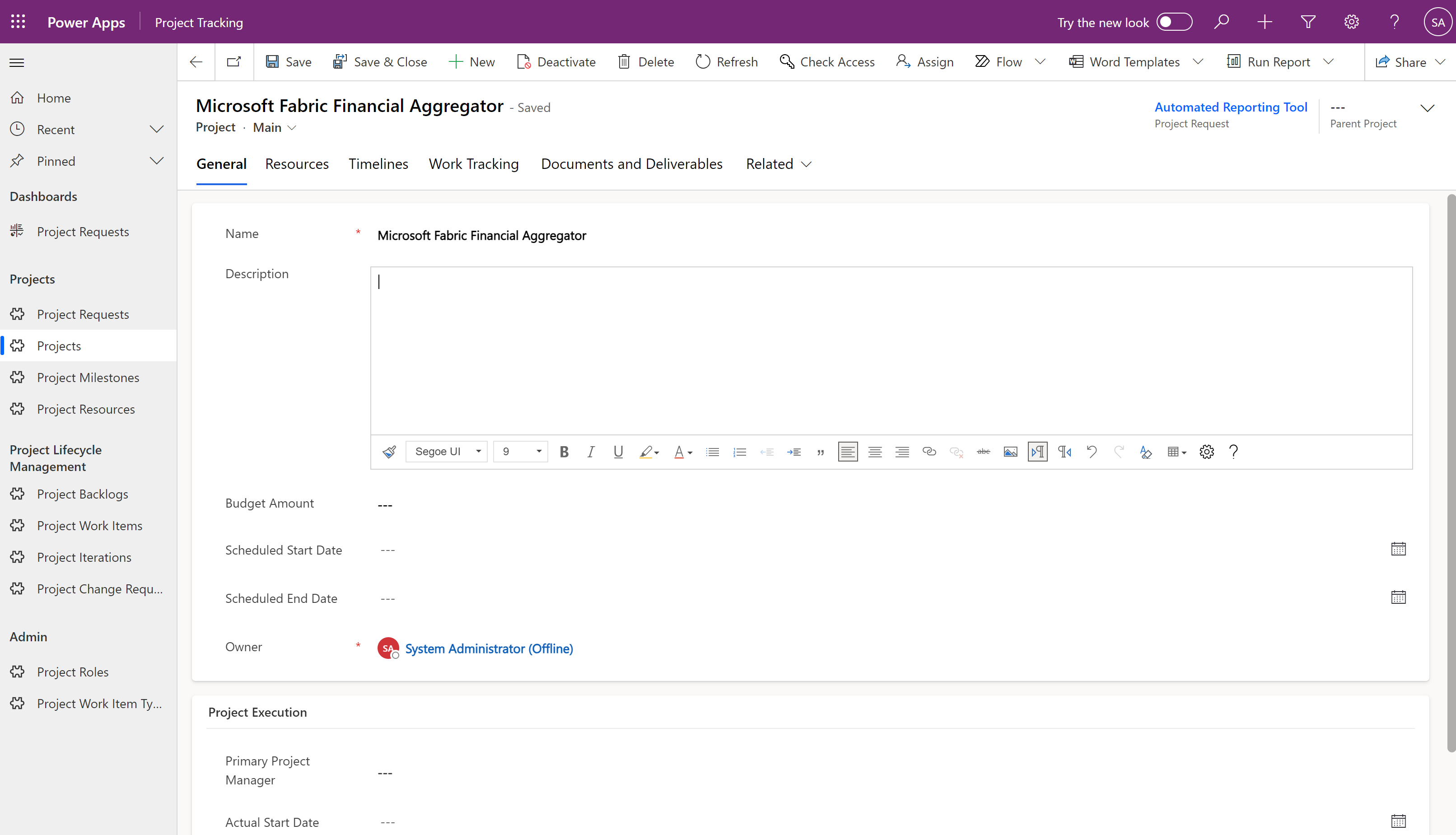 Project details screenshot