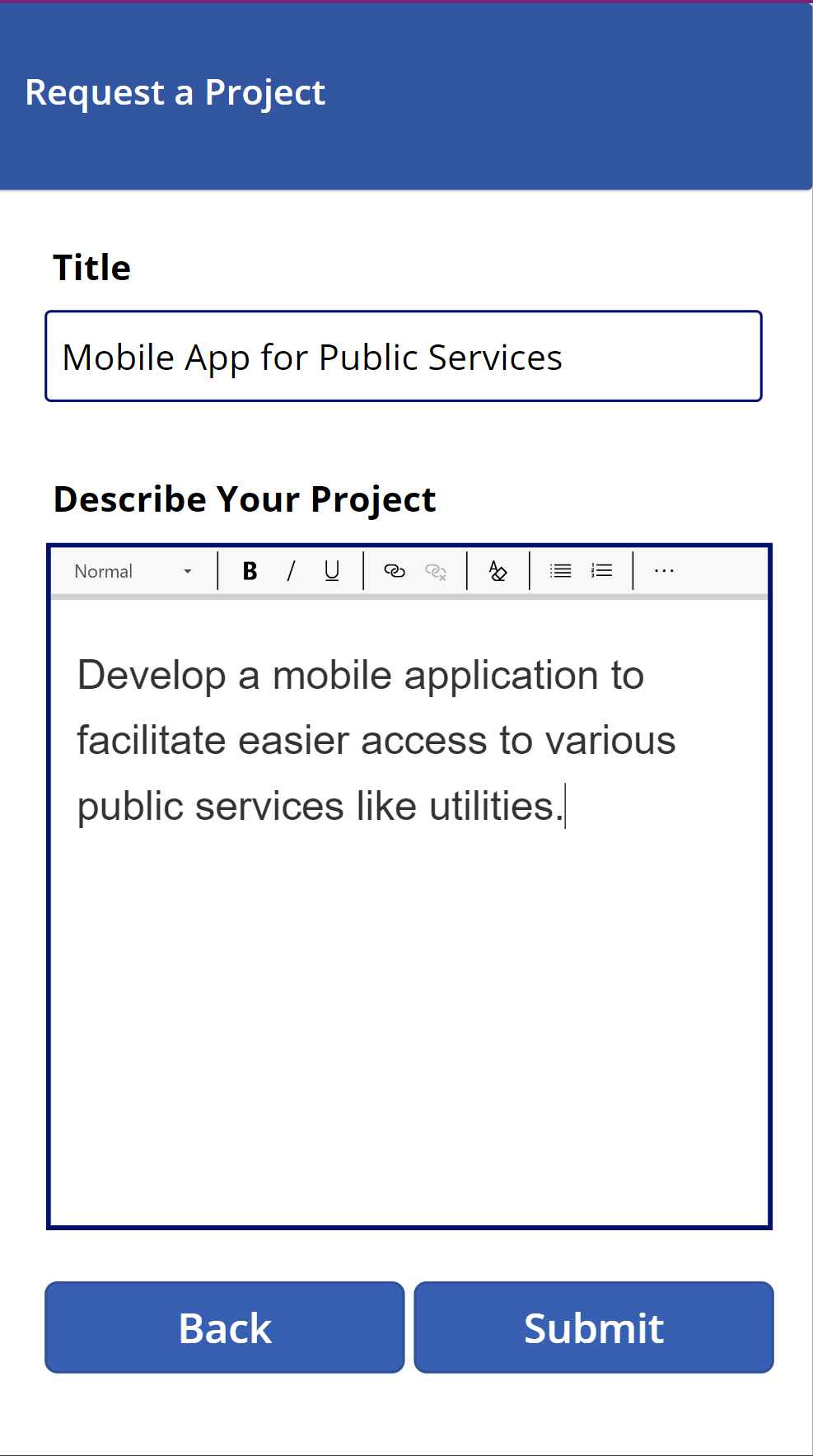Submit request screenshot