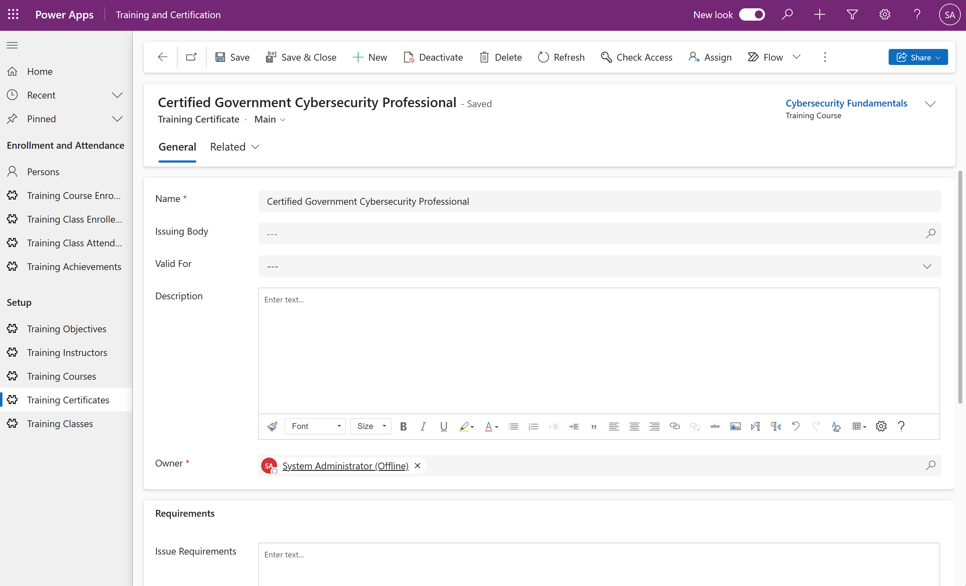 Certificates screenshot