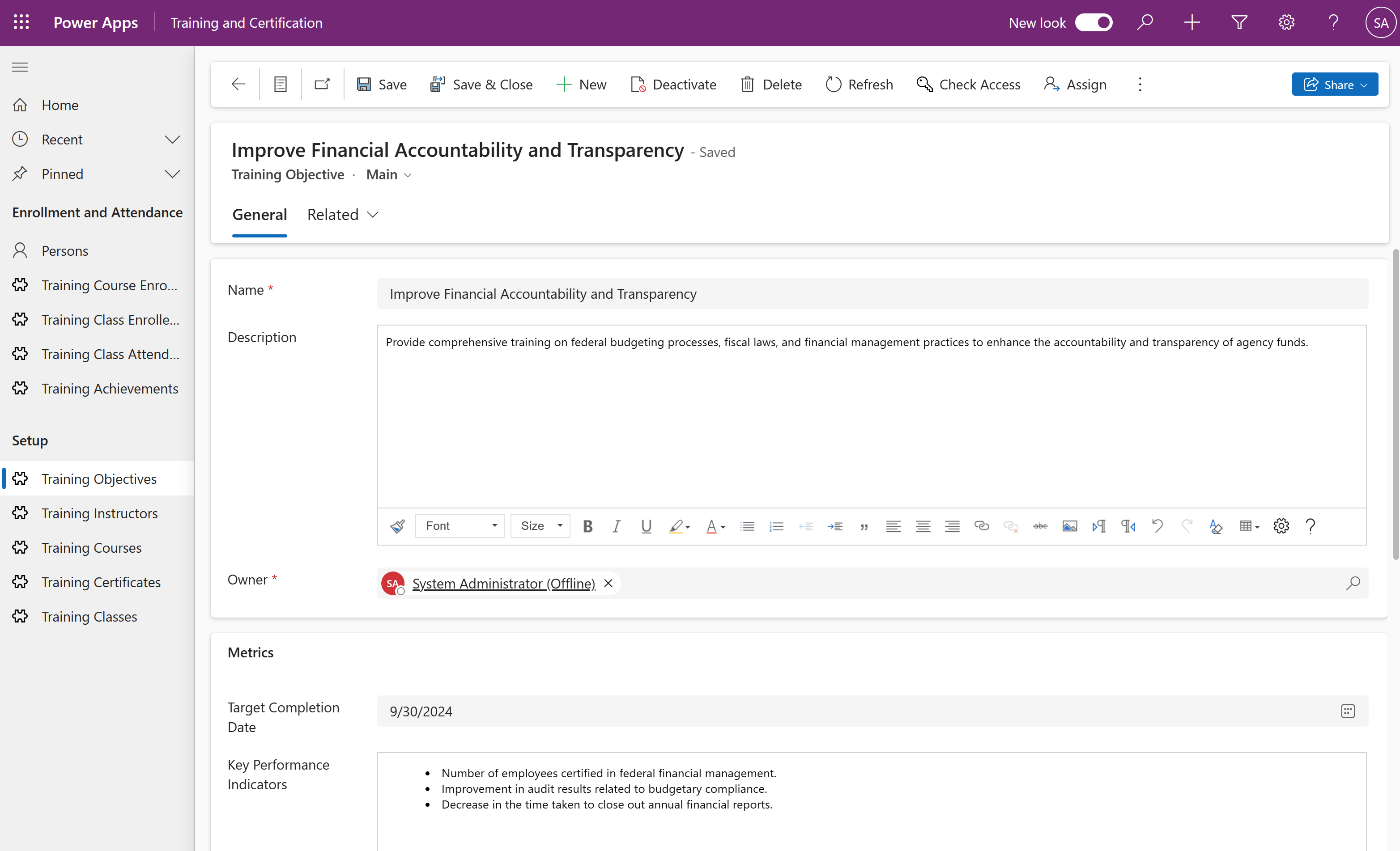 Metrics screenshot