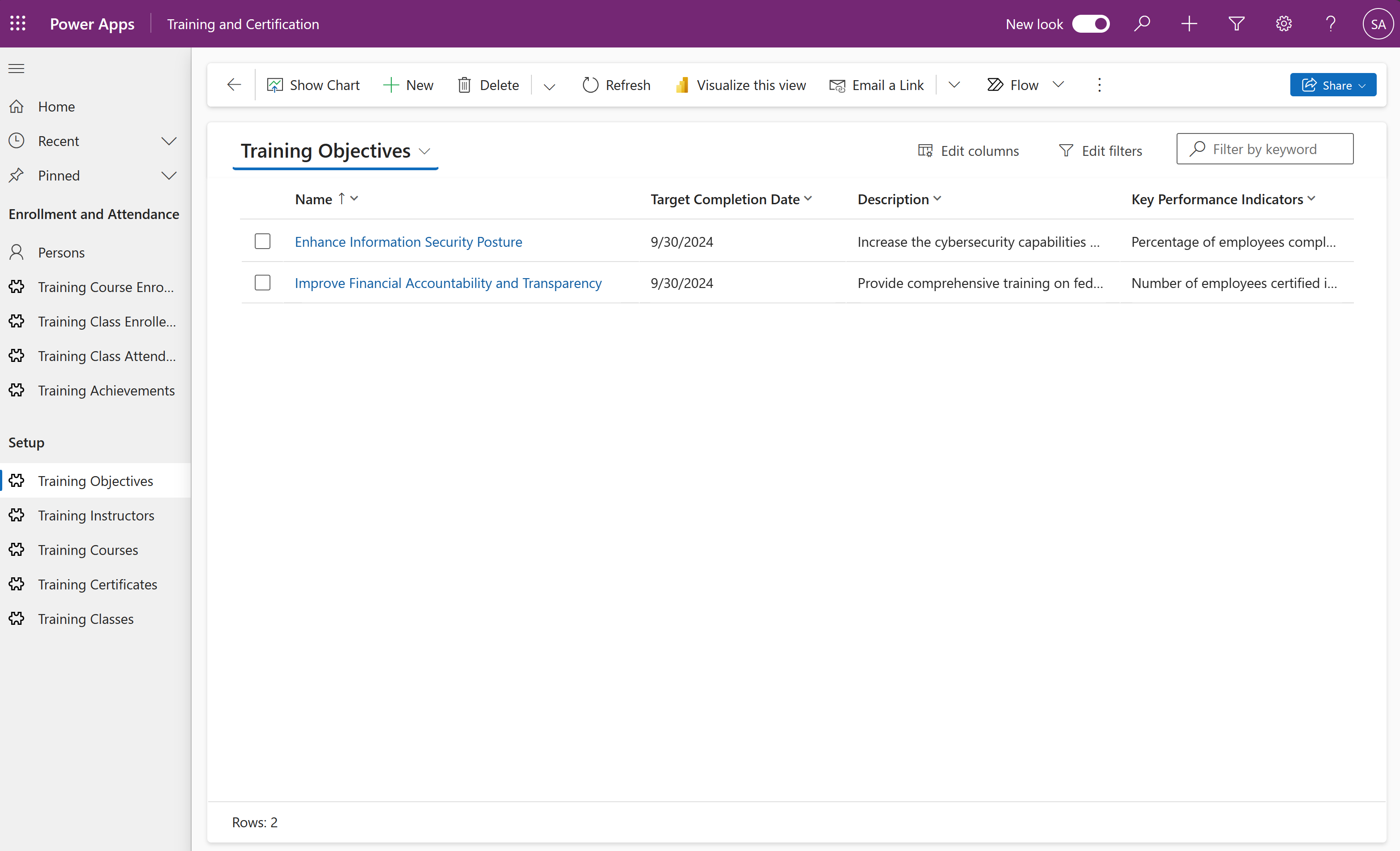 Objectives screenshot