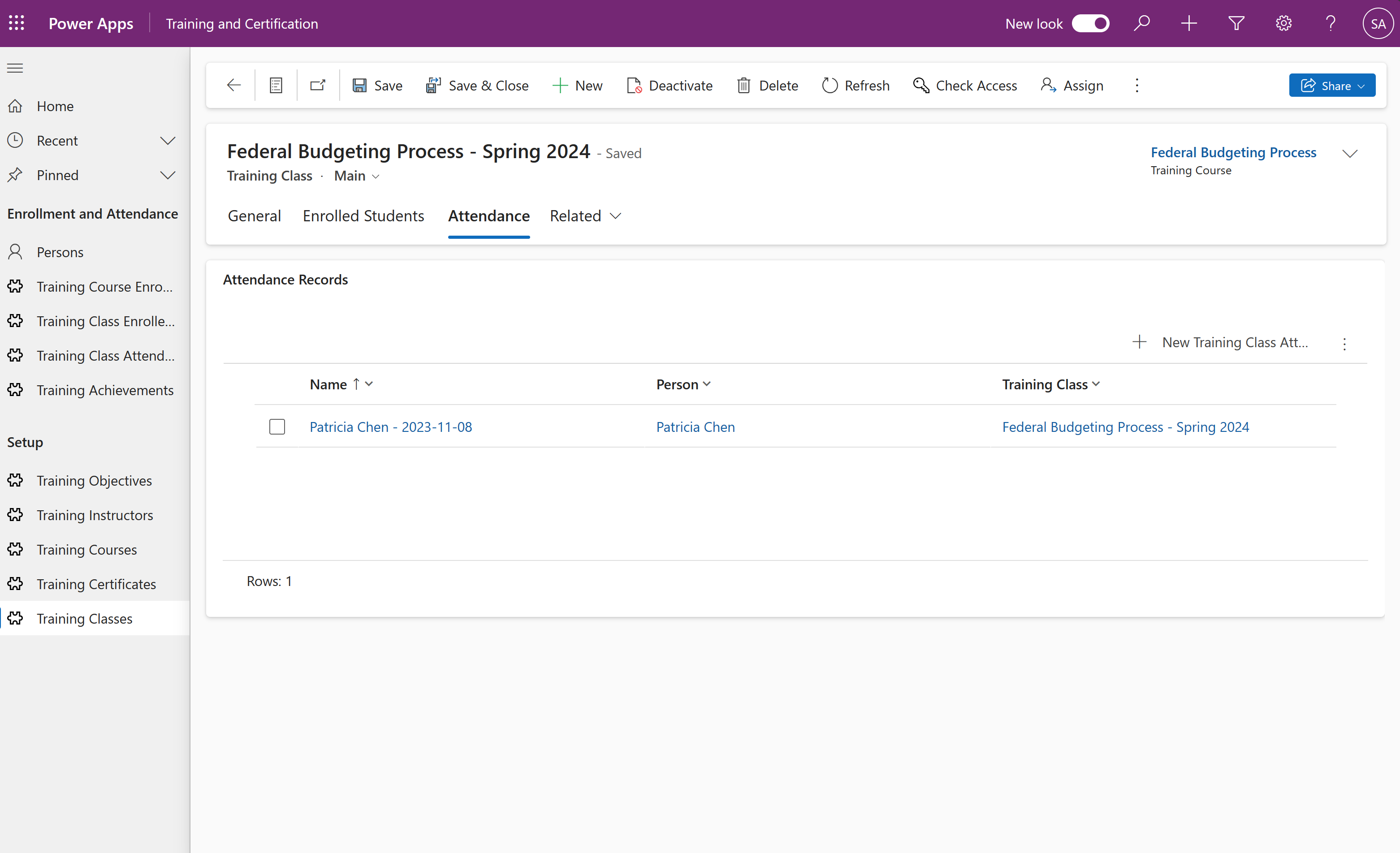 Class attendees screenshot