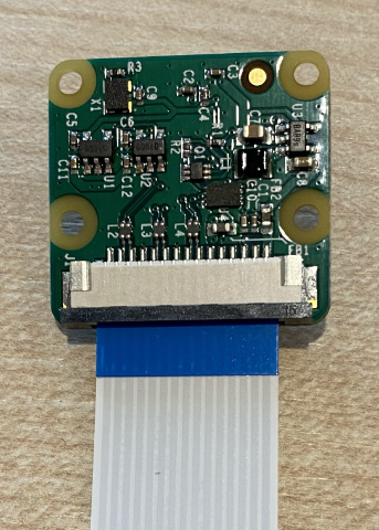 The camera cable connected to the Pi Camera module