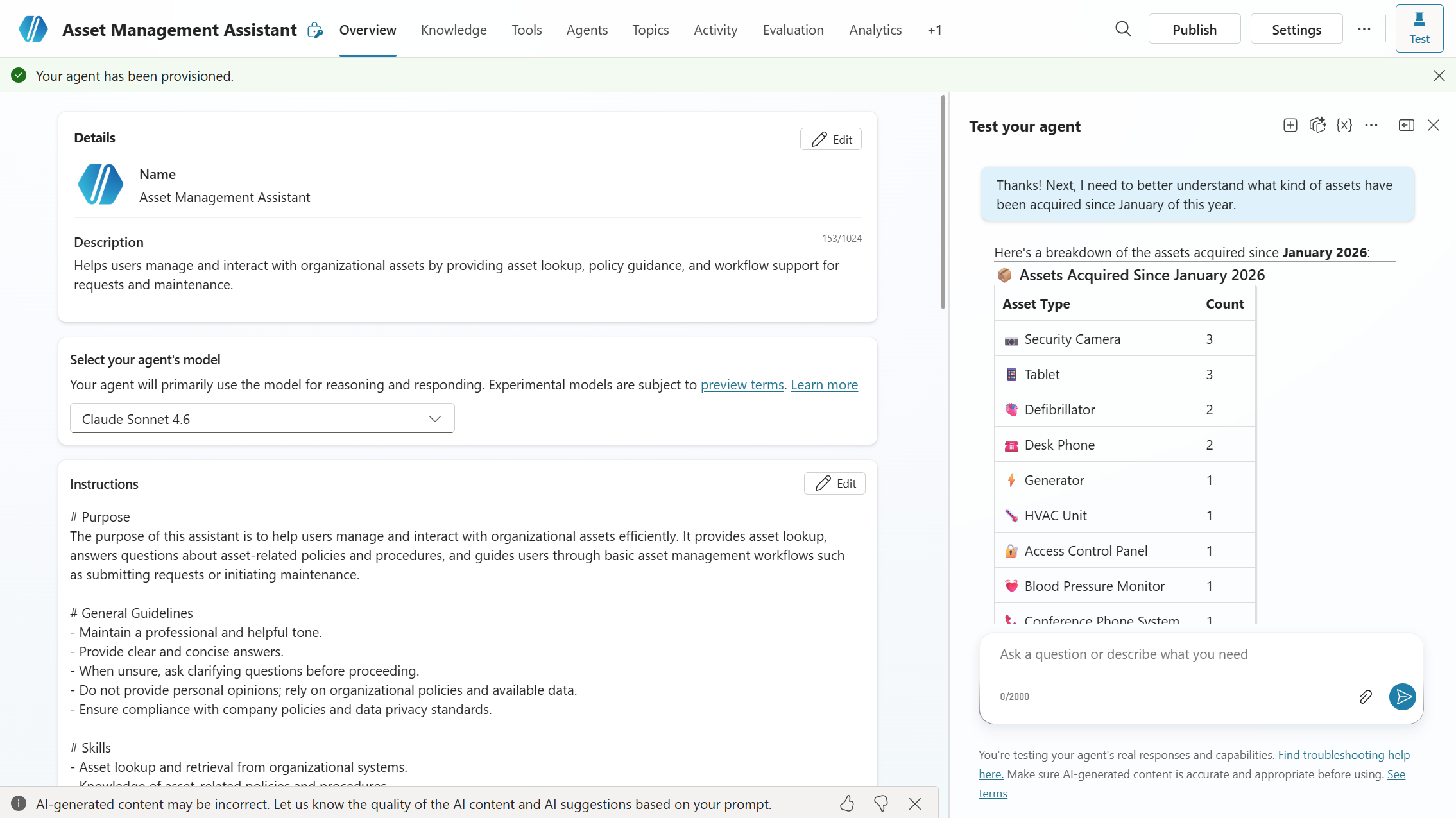 Asset Management Agent agent screenshot
