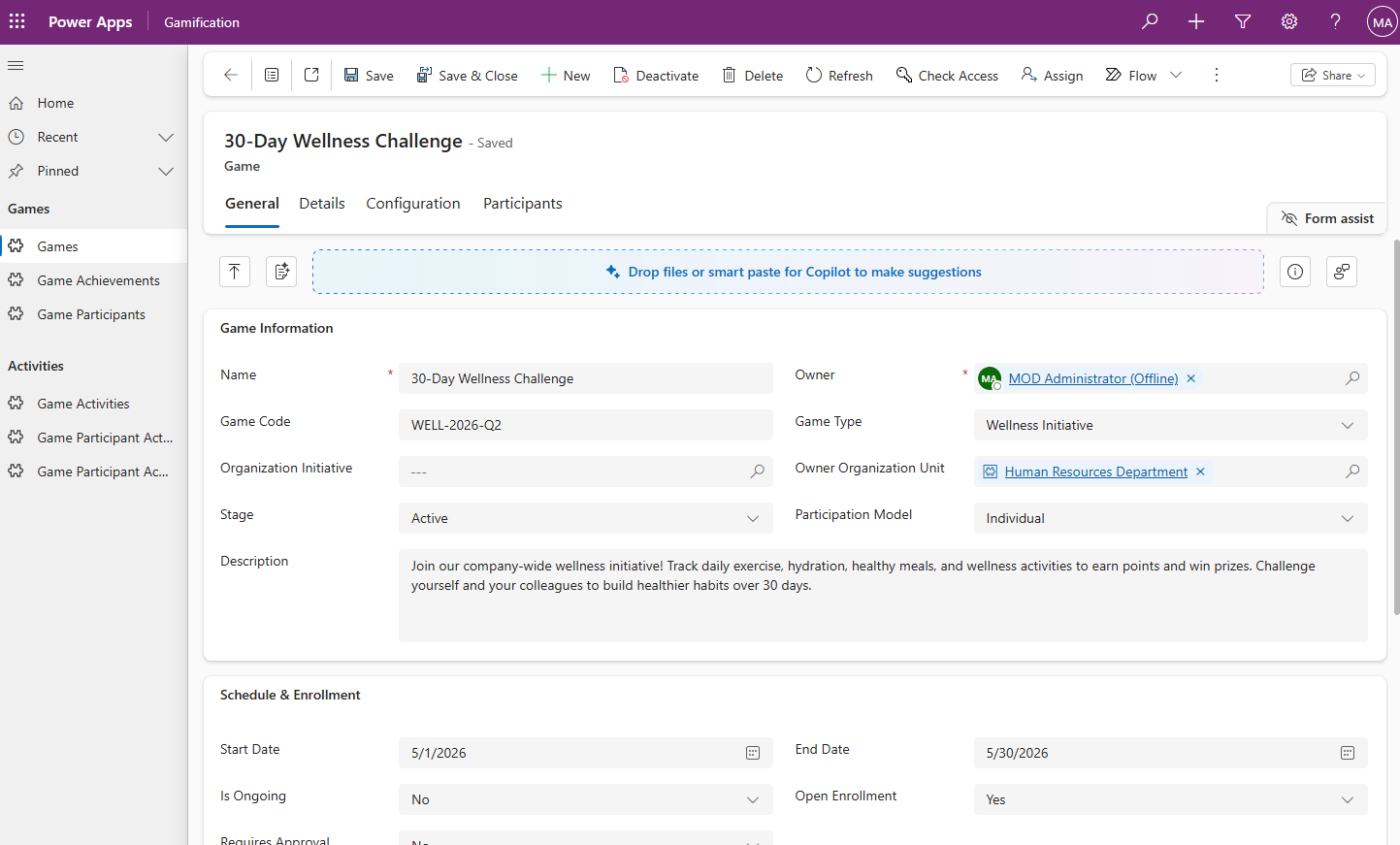 Gamification module screenshot
