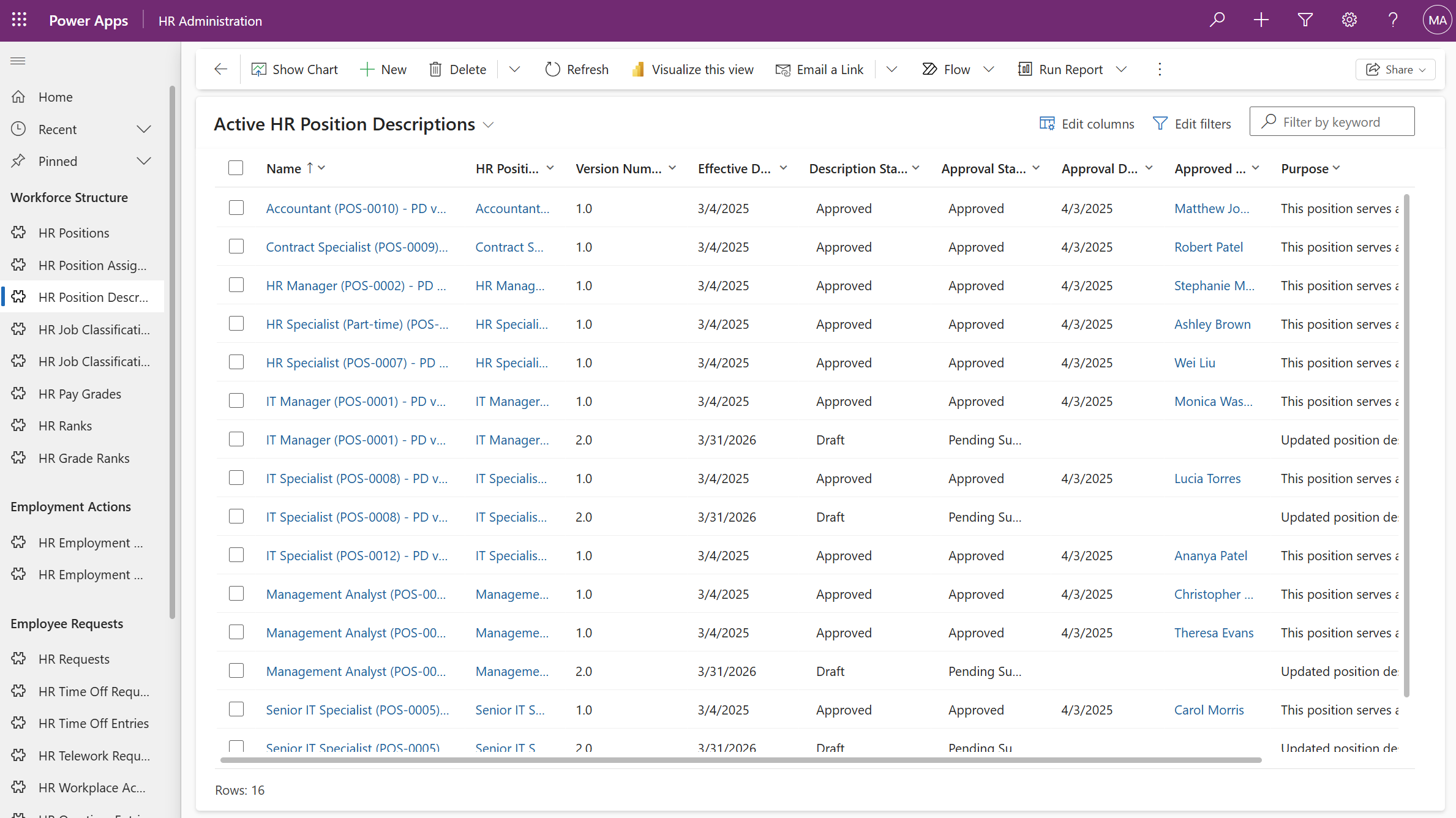 HR Administration module screenshot