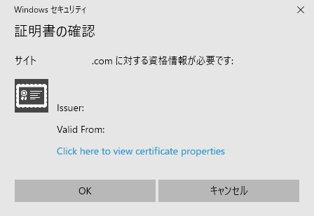 iexplore.exe が表示する証明書選択ダイアログ