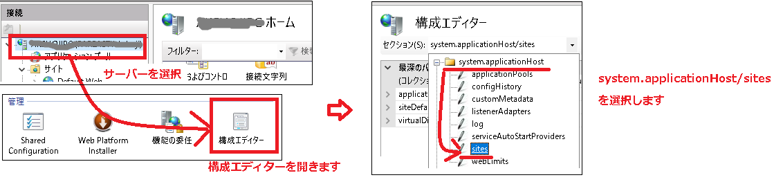 構成エディターの選択図
