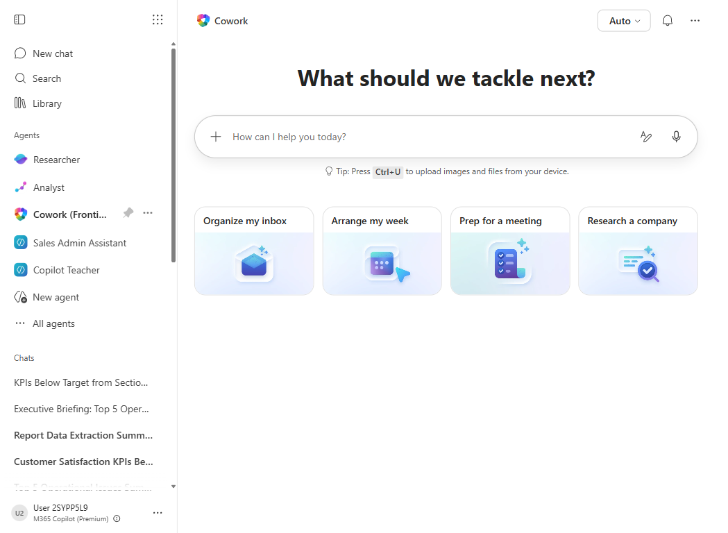 Cowork landing page