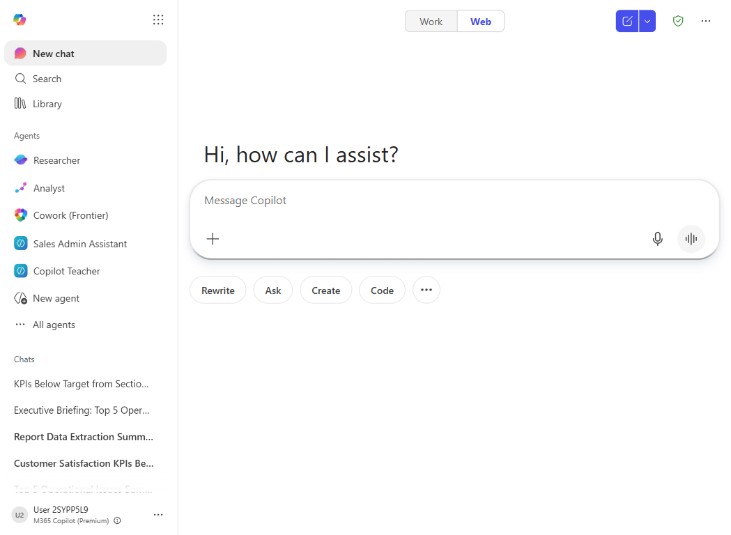 Cowork in the sidebar agent list
