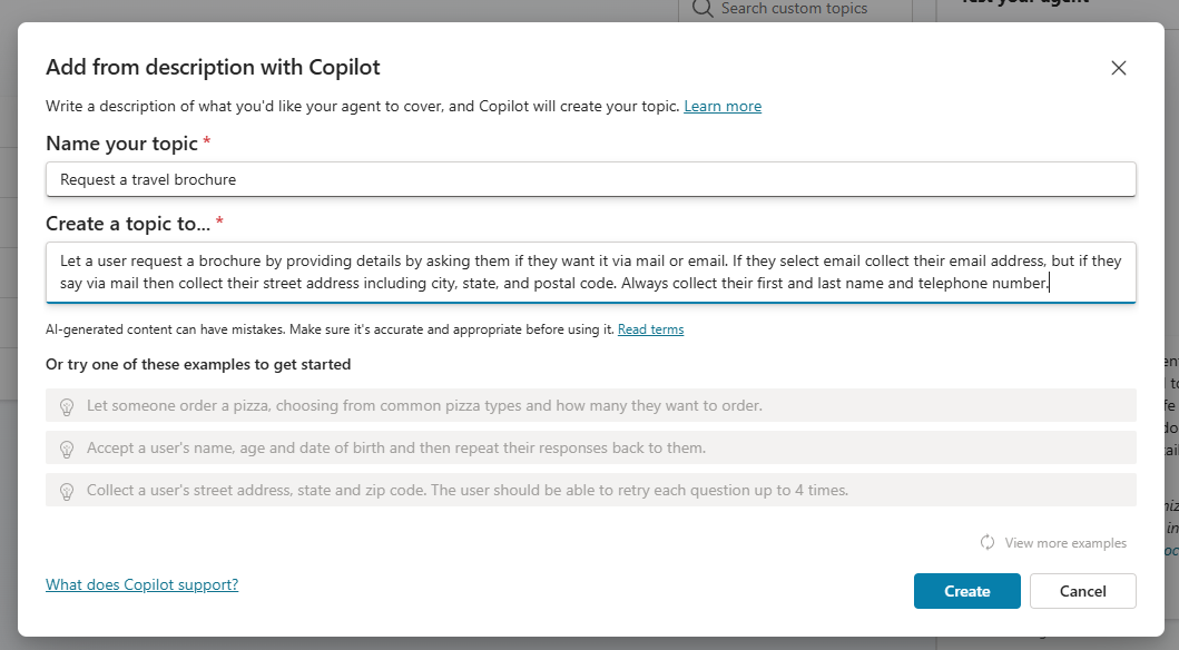 A screenshot showing creating the topic as mentioned in the text