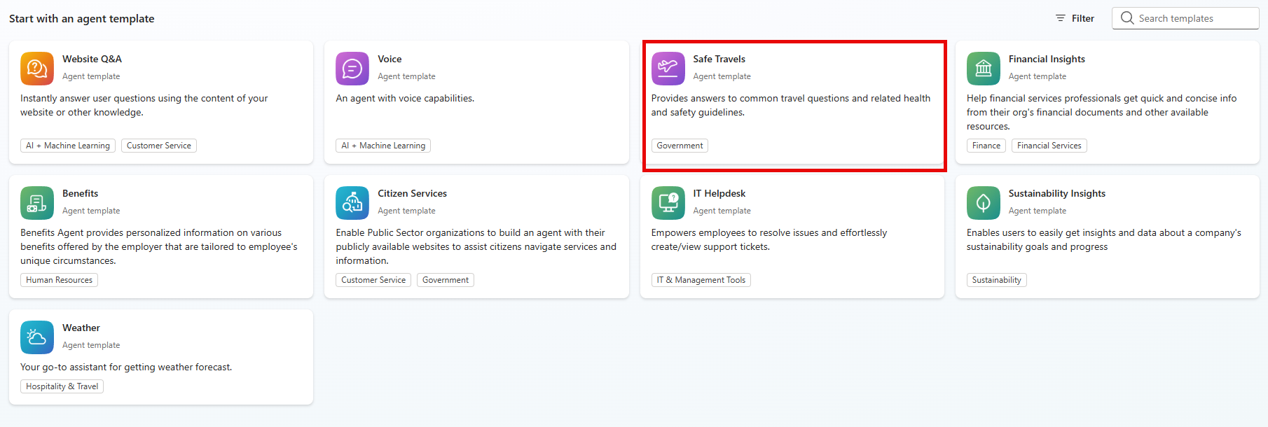 A screenshot showing selecting the template as mentioned in the text