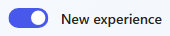The New experience toggle, shown switched on