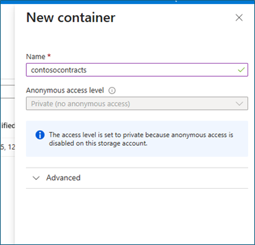 New container dialog with container name field and Create button