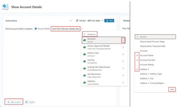 Show Account Details configuration