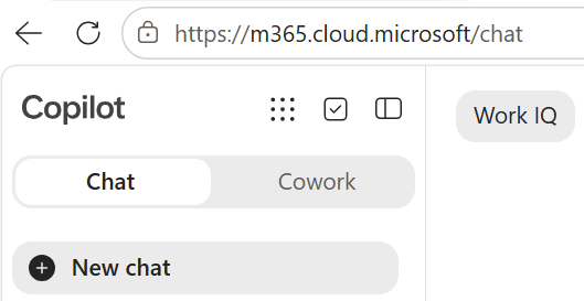New chat with Work IQ enabled in Microsoft 365 Copilot
