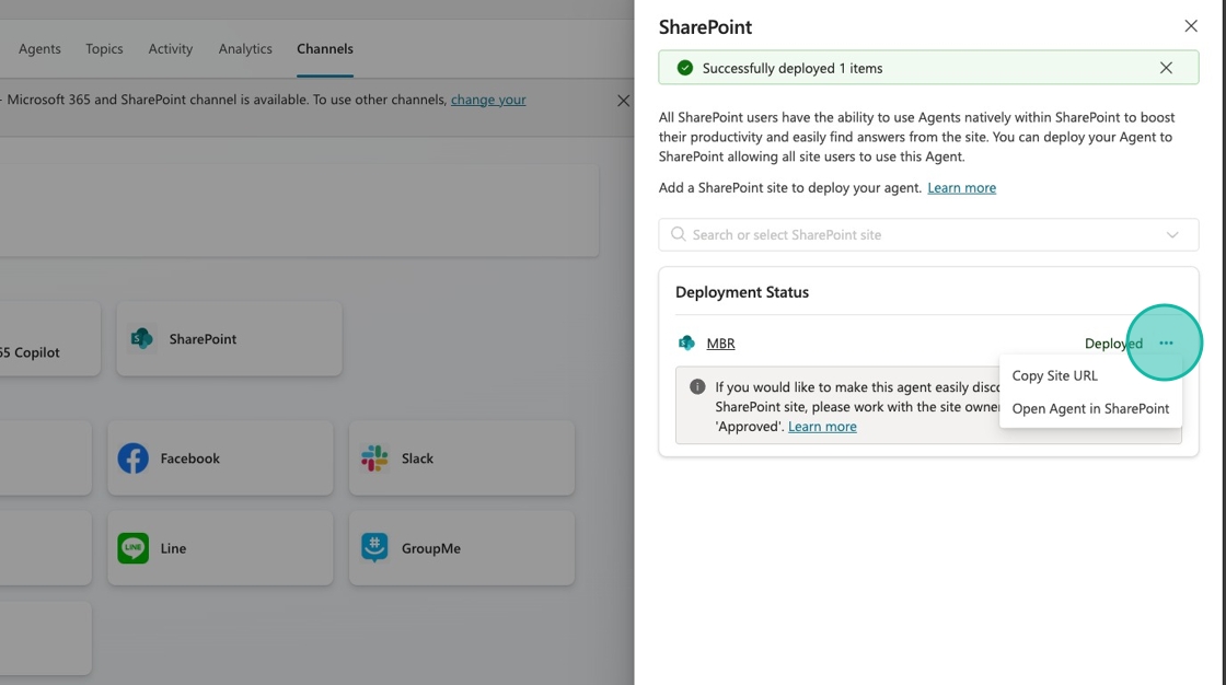 Select Copy Site URL